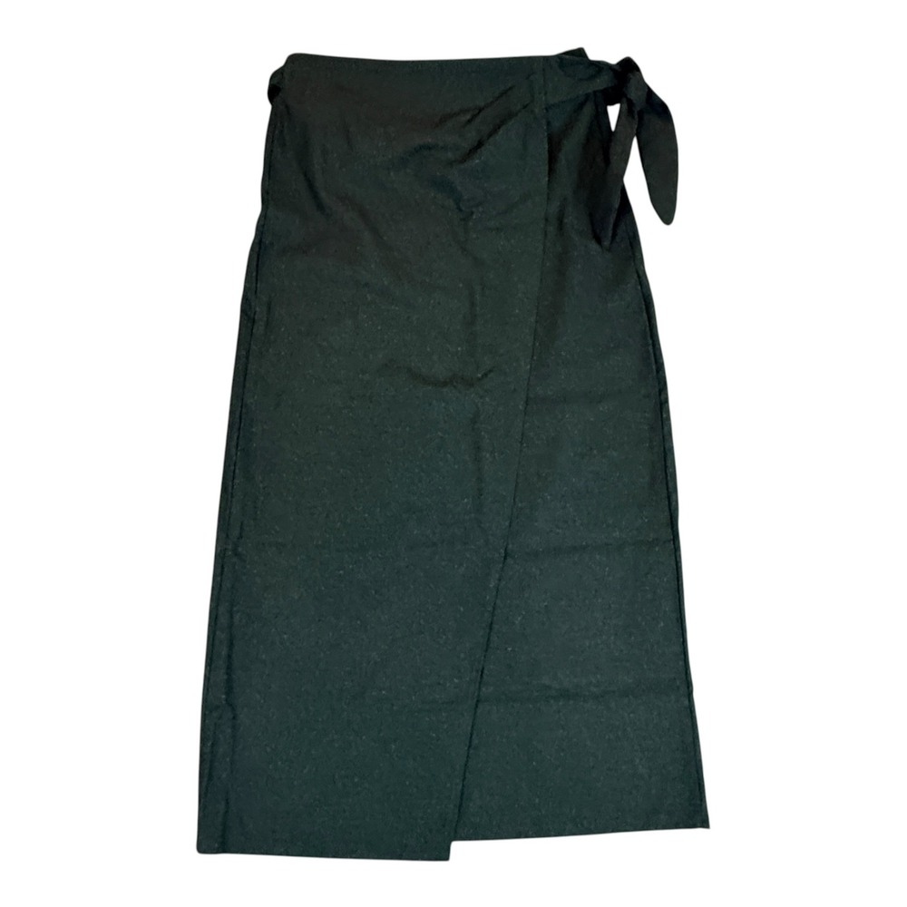 Modern Citizen Wrap Maxi Skirt Womens L Dark Green Viscose Rayon Side Tie Slit